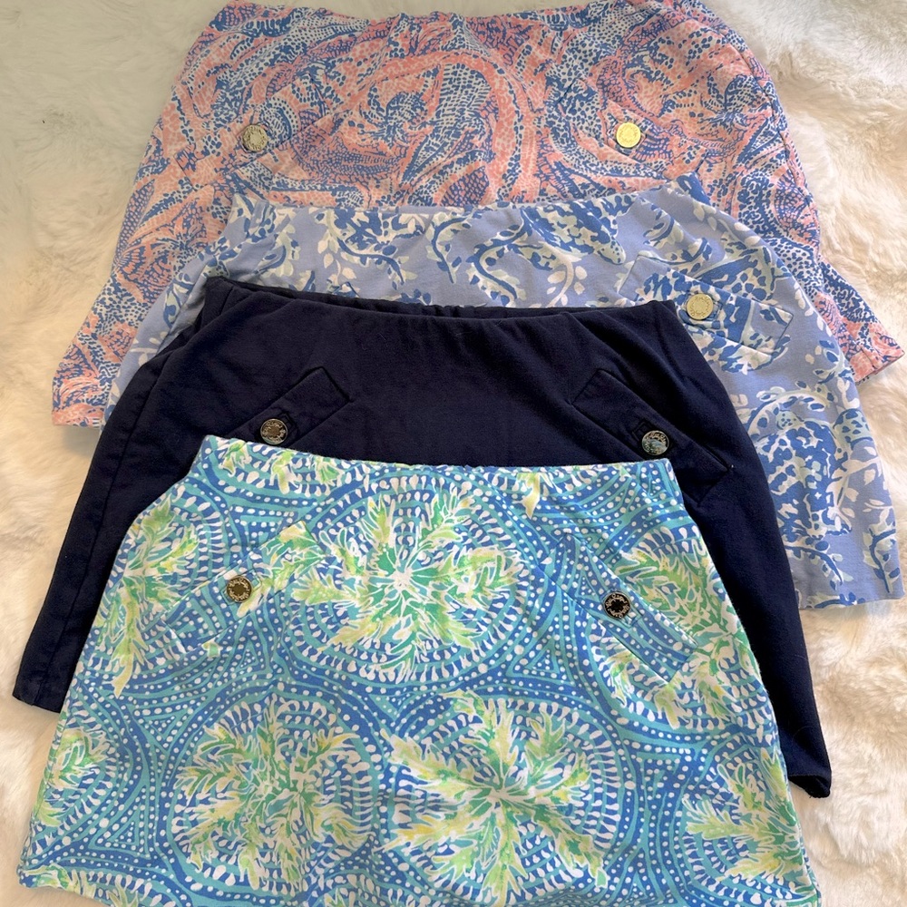 Lilly Pulitzer skorts size xs (bottom two) and medium (top two). $40 each